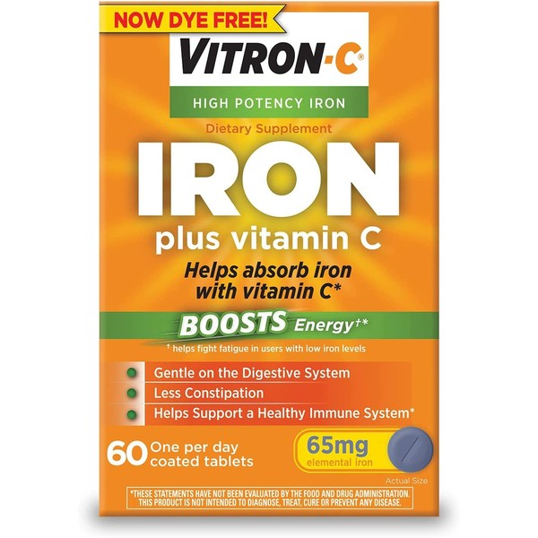 Vitron-C High Potency Iron Dietary Supplement Plus Vitamin C Coated
