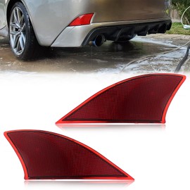 DYNVEX Rear Bumper Reflector Compatible with Le-xus is IS250 IS300 IS350 IS200t is-F 2014-2020, [DOT] [IP67 Waterproof] Rear Bumper Reflector Cover [No Bulbs], 2 PCS, Red Lens