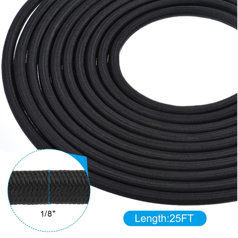 PATIKIL Bungee Shock Cord, 1/8"x25Ft Polyester Marine Grade Bungee Cord