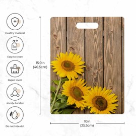 Haeyibin Sunflower Cutting Board Three Sunflowers Wooden Yellow Umber Flowers Dishwasher- Safe Chopping Board For Kitchen Easy Grip Handle 15.9" X 10"