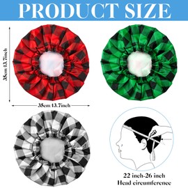 Shower Cap for Men Waterproof Reusable Large Bath Cap Men for Dreadlocks, Braids, Curls, Locs, Curly Hair, 3 Colors(Plaid Pattern)