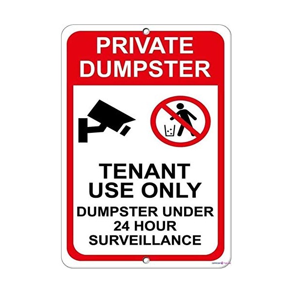 Street Sign Warning Plaque Metal Tin Rustic Post Private Dumpster