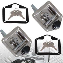 ANTUKO 2-Pack Tool Box Trailer Door Handle T-Handle Lock Stainless Steel Key Replacement for Trailer Door RV Camper Truck Bed Toolbox Locks 4-3/4in x 4-7/8in