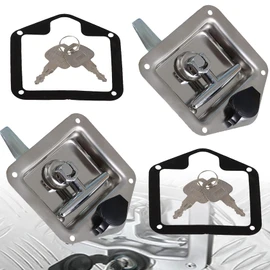 ANTUKO 2-Pack Tool Box Trailer Door Handle T-Handle Lock Stainless Steel Key Replacement for Trailer Door RV Camper Truck Bed Toolbox Locks 4-3/4in x 4-7/8in