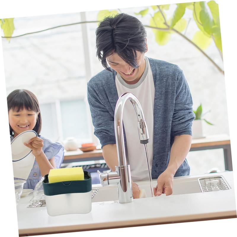 LALAFINA 1set Dish Soap Holder Sponge Box Kitchen Tabletop Sink