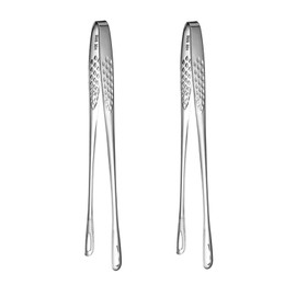 Korean BBQ Tongs Set, Korean Barbecue Tongs,Grill Tongs,Kitchen Tongs for Cooking,Stainless Steel Meat Tongs, Food Tongs, Bread Clip,Ice Tongs, Clip Head Hollow Design (2 Packs)