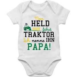 Shirtracer - Baby Bodysuit Boy Girl - Tractors - My Hero Drives Tractor, 2 White