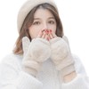 Laise Faux Fur Gloves, Cute, Mitten-Type, Fingerless Gloves, Knit, 2-Way,