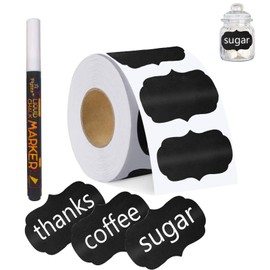 180Pcs Chalkboard Labels, Reusable Waterproof Chalk Labels with 1 Durable Erasable Chalk Pen for Jars, Parties Decoration, Craft Rooms, Storage Bins, Mason, Bottle, Pantry