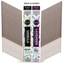 Trumiri Incense Sticks - Combo Pack of 40 Insence-Sticks - 20 Vanilla + 20 Lavender - Insenses - Insents - Incents - Inscense - Incence - Incienso - All Natural Incense Sticks