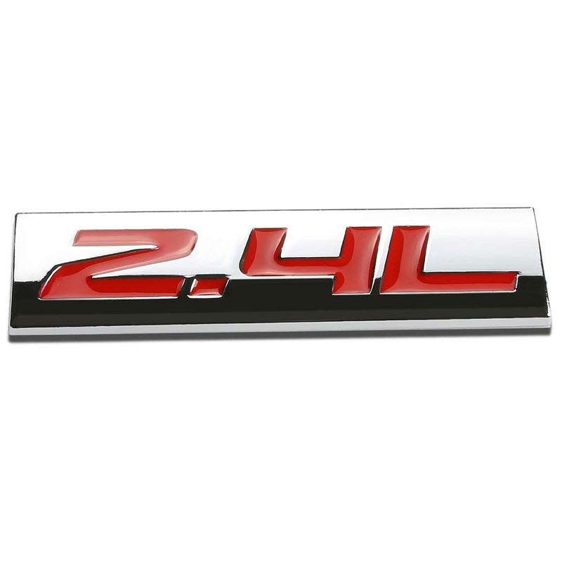 Auto Dynasty Chrome Finish Metal Emblem 2.4L Badge, (Red Letter)