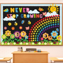 Spring Bulletin Board Decorations - 168Pcs Spring Classroom Decorations Spring Cutouts with Grass Bulletin Board Borders for Home Chalkboard Wall Door Decor