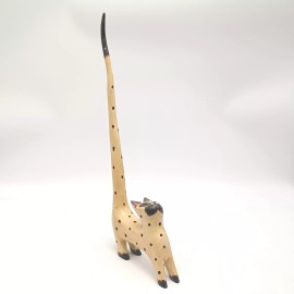 Bali Wood Vintage Bali Wood Long Tail Cat 15" x 6" Hand Carved & Painted Figurine #1. New