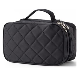 Rajjo Cosmetic Pouch, Large Capacity, Multi-functional, 2-Tier, Cosmetic Storage, Travel, Black