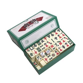 XPJBKC Majong Stones Game, Mini Mahjong Game, Traditional Chinese Majong Game, Portable Mahjong Board Game Set with 144 Mahjong Stones for Family Travel Game Tabletop Game Board Game