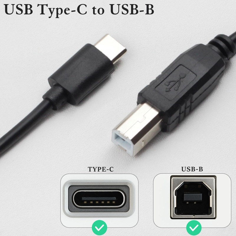 Ceemiaa USB-C to USB-B 2.0 Printer & MIDI Cable (3.3FT)