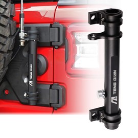 SHEAM Antenna Mount Flagpole Holder, Multi-Function Tailgate Hinge Mount Compatible with Jeep Wrangler 2007-2017 JK/JKU,2018-2026 JL/JLU, No Drilling(Black)