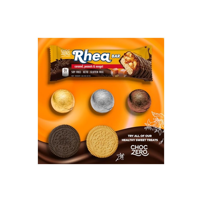 ChocZero Milk Chocolate Peanut & Caramel Nougat Candy Bar, Zero