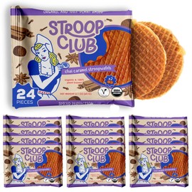 Stroop Club Chai Infused Organic Stroopwafel Caramel Treats | Vegan, Plant-Based and Dutch-Approved Indulgence - 24 Vegan Waffle Cookies (12 Pack of 2)