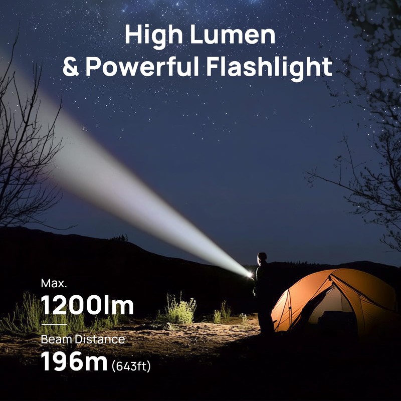 Consciot Rechargeable Flashlight High Lumens, 7 Modes Adjustable Including Lock