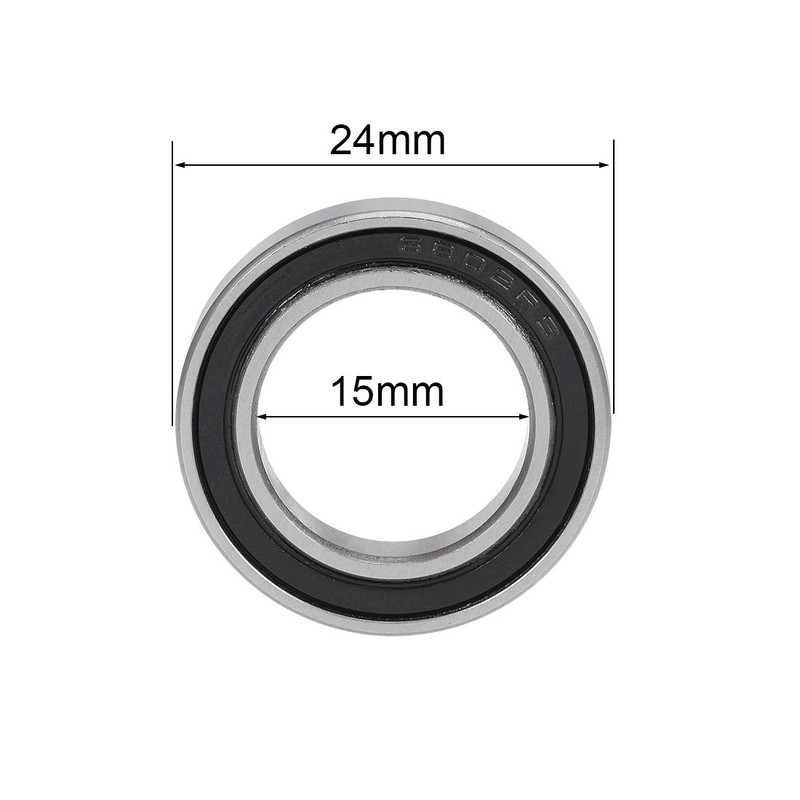 sourcing map Double Sealed Deep Groove Ball Bearings 6802-2RS 15