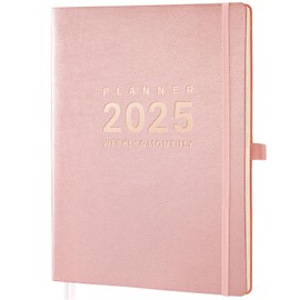 2025 Planner - January 2025 - December 2025, Planner 2025 Daily Weekly and Monthly, 8.5" x 11", Pen Holder, Calendar Stickers, Pocket, 25 Notes Pages, Faux Leather Cover, A4 Premium Paper