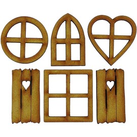 6Pcs Wooden Fairy Garden Door, Blank Door Unfinished Elf Window Fairy House and Windows Ornaments Tree Statues for Tree Trunk Yard Decoration, Buildings and Structures, Outdoor Décor