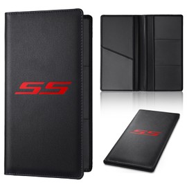 Annloysky Leather Car Registration and Insurance Cards Holder Compatible with Chevy Camaro SS, Vehicle Glove Box Car Organizer with Magnetic Shut, Documents License for Camaro SS Owners