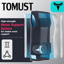 TOMUST Wrist Brace with Metal Splint Stabilizer - Breathable, Lightweight, Comfortable, Wrist Support for Carpal Tunnel Syndrome, Tendinitis, Sprain, Arthritis, Wrist Injuries and Recovery, Right, S