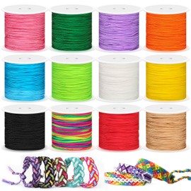 Selizo 12 Rolls Nylon String for Bracelets, Chinese Knotting Nylon Cord for Jewelry Making, Nylon Beading Thread for Kumihimo, Braided Bracelets, Necklaces, Macrame Craft, Wind Chime