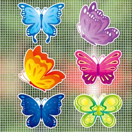 MWOOT 12 Pieces Butterfly Screen Door Magnets Decorative,Double Sided Retractable Screen Door Decals,Retractable Magnetic Screen Door Mesh Protector Decorative Protect for Pet Bird Strike(6 Styles)