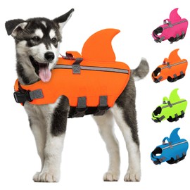 AOFITEE Dog Life Jacket Shark Small, Adjustable Life Jacket Dog Shark Fin with Rescue Handle, Reflective Dog Life Jacket, High Flotation Life Jacket for Small, Medium Dogs