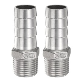 sourcing map 2pcs Stainless Steel Hose Barb Fitting 0.7" (19mm) Barbed x g 1/2" Male Pipe Fitting Air Hose Barb Fittings Coupler Thread Connector Adapter for Water Fuel