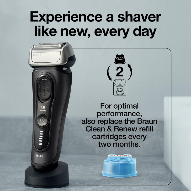 Braun Series 8 83M Electric Shaver Head Replacement Cassette, Silver