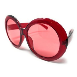 WD Shades - Women's Oversize XL Circle Round Thick Frame Sunglasses (Chrystal Red, Red), 60mm
