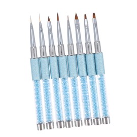 Mikinona Nail Art Brush Set 8pcs Mixed Colors Non-slip Handle for Flakes Powders Salon Diy