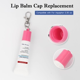Keychain Cap Compatible with Aquaphor 0.35 oz Lip Balm, Portable Holder Keychain Cap Compatible with Aquaphor Lip Repair Tubes (Blue+Pink)