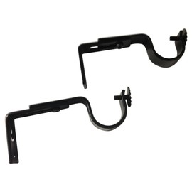 TEJATAN Adjustable Curtain Rod Brackets, Black, Set of 2