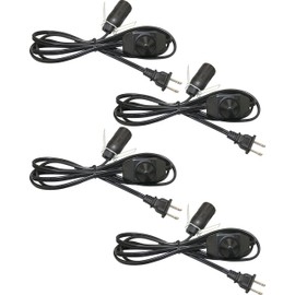 Lightingsky 6 Feet Black Salt Lamp Cord with Dimmer Switch and E12 Socket 18 AWG (4 Pack, Black)