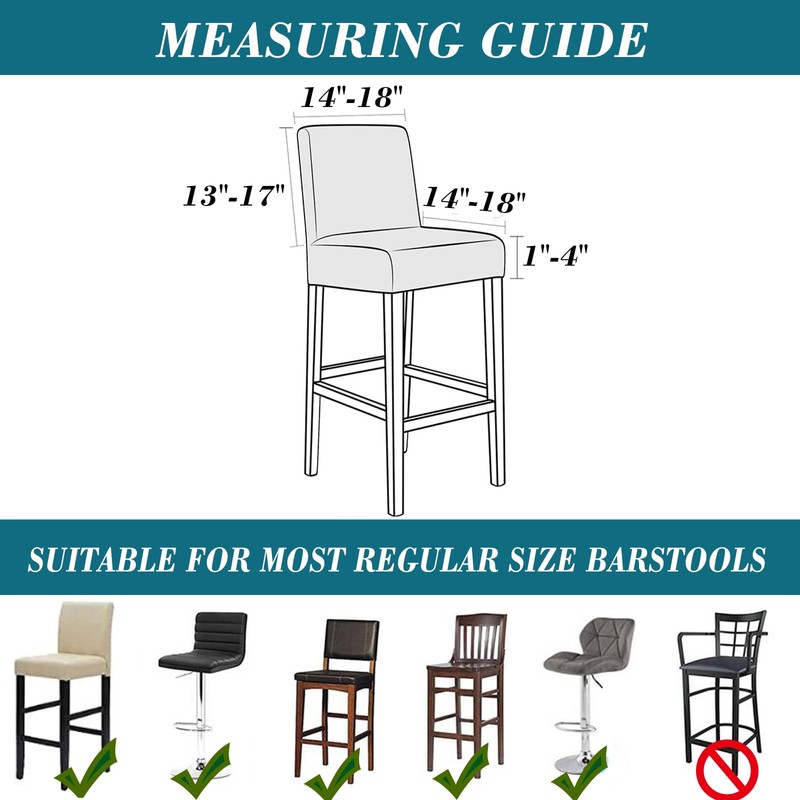 HFCNMY Bar Stool Covers,4 Pack Stretch Waterproof PU Bar Stool
