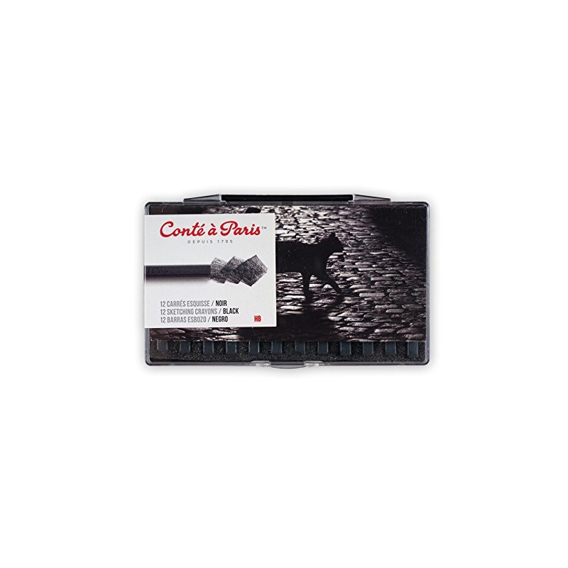 Conté à Paris Sketching Carre Crayons - Black HB (Pack