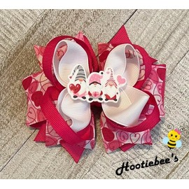 Valentine's Day Gnome Trio Boutique Hair Bow