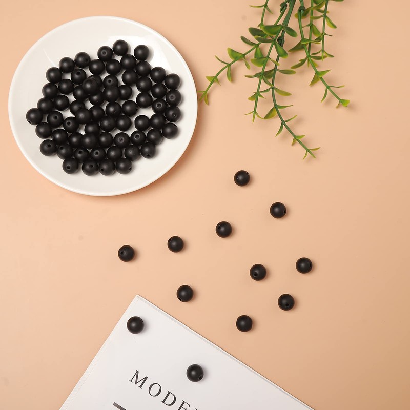 35 abalorio de ágata de ónix negro mate natural de