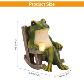 ZONJIE Solar Outdoor Garden Decoration, Lazy Frog Animal Statue, IP65 Rated Waterproof Mini Pond Decorations Resin Fairy tale Art Ornament for Patio Balcony Yard Unique Housewarming Gifts