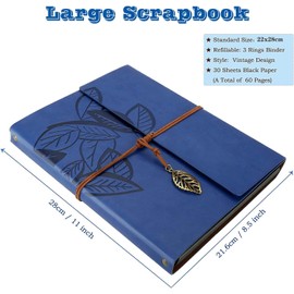 ZEEYUAN Leaf Photo Album Scrapbook Black Pages DIY Leather Memory Book Scrapbook Set as Gifts for Girlfriend Boyfriend Partner