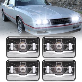 CHUSYYRAY 4PCS 4x6'' Chrome LED Headlights Hi/Lo For Freightliner 1988-2010 FLD120 FLD112