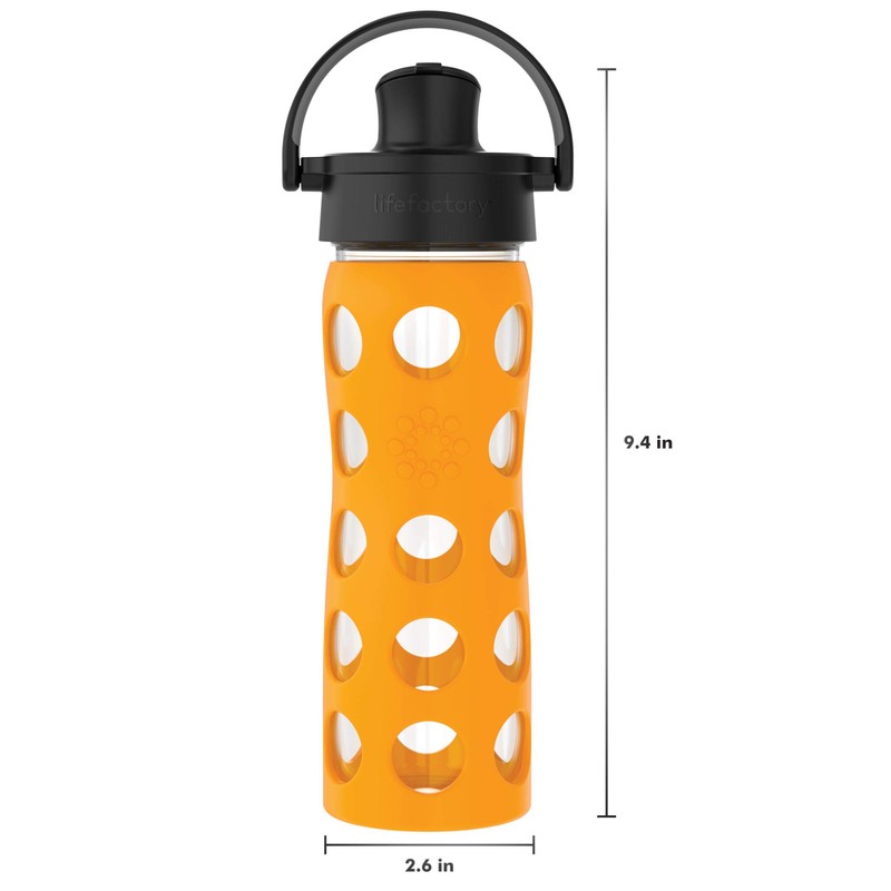 Lifefactory 16-Ounce Glass Water Bottle with Active Flip Cap and