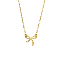 Gold Bow Necklace for Women Pearl Bow Necklace Ribbon Choker Necklace Bowknot Pendant Necklace Trendy Birthday Jewelry for Women (A.)