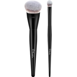 START MAKERS Brocha para Base y Brocha para Corrector de Ojos, Set de 2Pcs de Brochas Kabuki Anguladas, Suaves y Densas de Cerdas Sintéticas para Maquillaje Líquido, en Crema o en Polvo, Difuminado y Aplicación Impecable