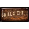 LANOLU Retro Tin Signs for Grilling – Grill and Chill Lounge – BBQ Grill Retro Decoration – Barbecue Area Sign Garden – Gift for Dad's Barbecue Corner Sign, 17 x 34 cm